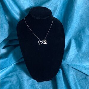 Chanel Heart Interlocking CC Charms Costume Choker Necklace 16in